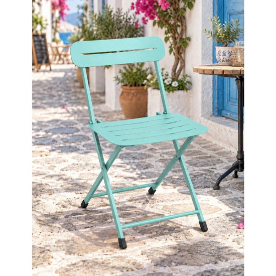 Katlanır Metal Balkon Bahçe Sandalyesi Bistro Sandalye Tekli Mint Yeşili 1642