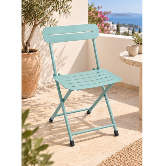 Katlanır Metal Balkon Bahçe Sandalyesi Bistro Sandalye Tekli Mint Yeşili 1642
