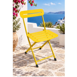 Katlanır Metal Balkon Bahçe Sandalyesi Bistro Sandalye Tekli Sarı 1643