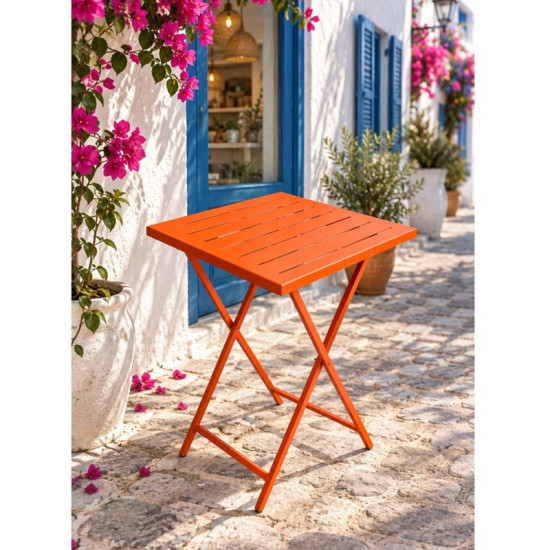 Katlanır Metal Balkon Bahçe Bistro Masa 50x50 cm Kare Masa 75 cm Turuncu 1644 Katlanır Metal Balkon Bahçe Bistro Masa 50x50 cm Kare Masa 75 cm Turuncu 1644