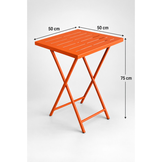Katlanır Metal Balkon Bahçe Bistro Masa 50x50 cm Kare Masa 75 cm Turuncu 1644 Katlanır Metal Balkon Bahçe Bistro Masa 50x50 cm Kare Masa 75 cm Turuncu 1644
