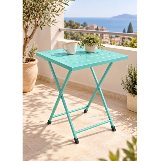 Katlanır Metal Balkon Bahçe Bistro Masa 50x50 cm Kare Masa 75 cm Mint Yeşili 1645 Katlanır Metal Balkon Bahçe Bistro Masa 50x50 cm Kare Masa 75 cm Mint Yeşili 1645