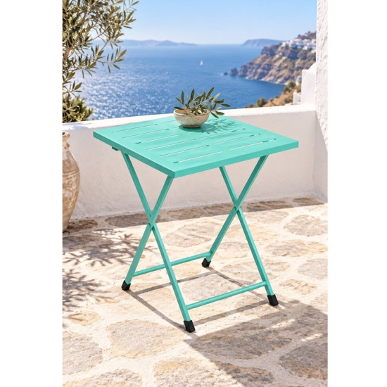 Katlanır Metal Balkon Bahçe Bistro Masa 50x50 cm Kare Masa 75 cm Mint Yeşili 1645 Katlanır Metal Balkon Bahçe Bistro Masa 50x50 cm Kare Masa 75 cm Mint Yeşili 1645