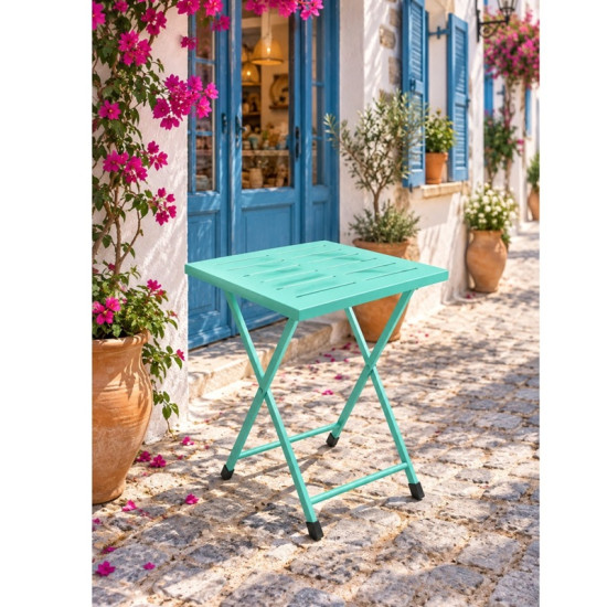 Katlanır Metal Balkon Bahçe Bistro Masa 50x50 cm Kare Masa 75 cm Mint Yeşili 1645 Katlanır Metal Balkon Bahçe Bistro Masa 50x50 cm Kare Masa 75 cm Mint Yeşili 1645