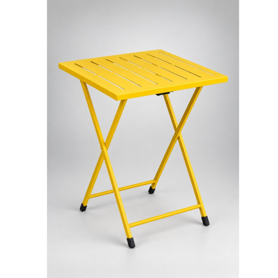 Katlanır Metal Balkon Bahçe Bistro Masa 50x50 cm Kare Masa 75 cm Sarı 1646