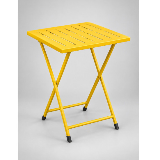 Katlanır Metal Balkon Bahçe Bistro Masa 50x50 cm Kare Masa 75 cm Sarı 1646
