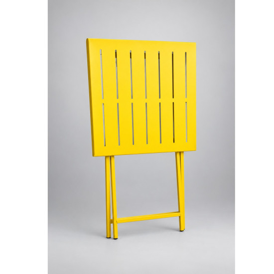 Katlanır Metal Balkon Bahçe Bistro Masa 50x50 cm Kare Masa 75 cm Sarı 1646