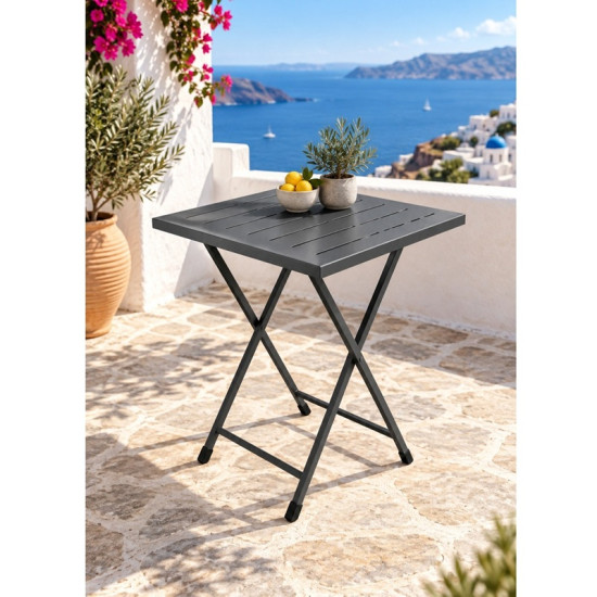 Katlanır Metal Balkon Bahçe Bistro Masa 50x50 cm Kare Masa 75 cm Füme 1649 Katlanır Metal Balkon Bahçe Bistro Masa 50x50 cm Kare Masa 75 cm Füme 1649