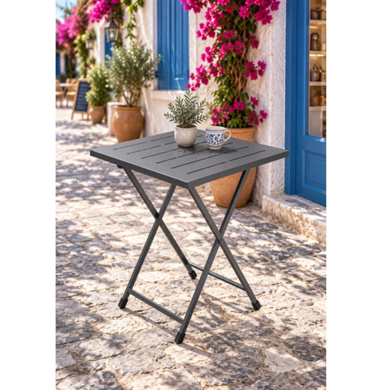 Katlanır Metal Balkon Bahçe Bistro Masa 50x50 cm Kare Masa 75 cm Füme 1649 Katlanır Metal Balkon Bahçe Bistro Masa 50x50 cm Kare Masa 75 cm Füme 1649