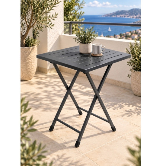 Katlanır Metal Balkon Bahçe Bistro Masa 50x50 cm Kare Masa 75 cm Füme 1649 Katlanır Metal Balkon Bahçe Bistro Masa 50x50 cm Kare Masa 75 cm Füme 1649