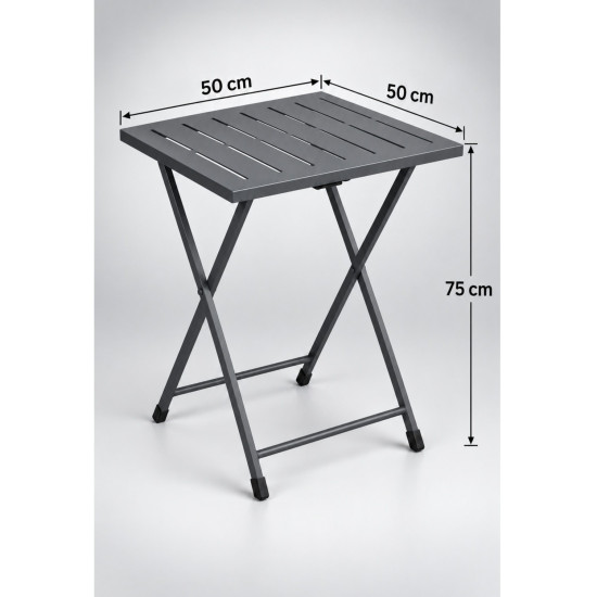 Katlanır Metal Balkon Bahçe Bistro Masa 50x50 cm Kare Masa 75 cm Füme 1649 Katlanır Metal Balkon Bahçe Bistro Masa 50x50 cm Kare Masa 75 cm Füme 1649