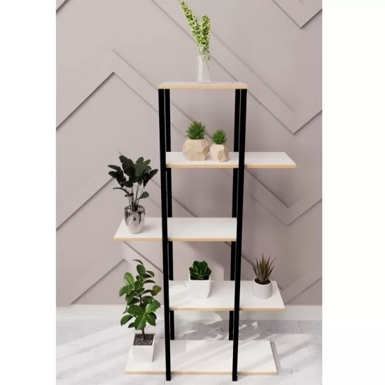 Dekoratif 5 Raflı Metal Çiçeklik Saksı Standı Saksılık Beyaz 1312 Dekoratif 5 Raflı Metal Çiçeklik Saksı Standı Saksılık Beyaz 1312