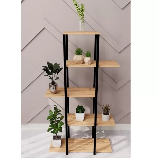 Dekoratif 5 Raflı Metal Çiçeklik Saksı Standı Saksılık Çam 1307 Dekoratif 5 Raflı Metal Çiçeklik Saksı Standı Saksılık Çam 1307