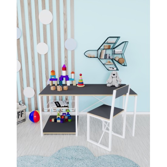 Children's Study Table and Chair Game Activity Activity Table Grey